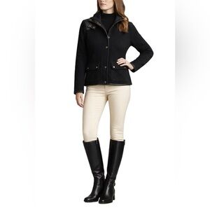 RALPH LAUREN Vintage women’s cashmere Black Quilted Barn Coat sweater Jacket M